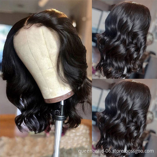 Body Wave Short Bob Wig 13x4 Lace Frontal Human Hair Wig 4x4 Brazilian Remy Body Wave Closure Wigs Pre Plucked With Baby Hair